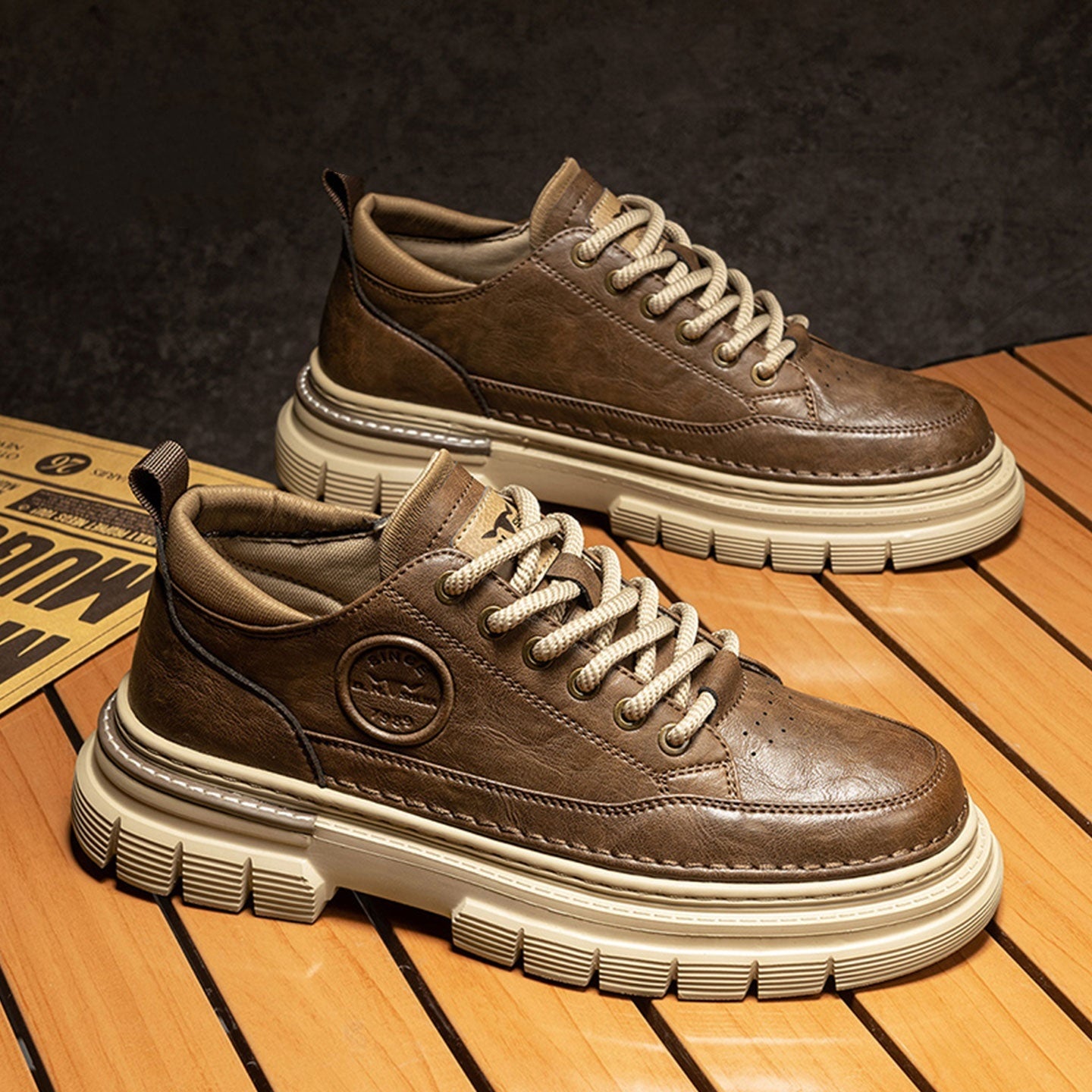 High-grade British Style Worker Boot Platform Casual Leather Shoes