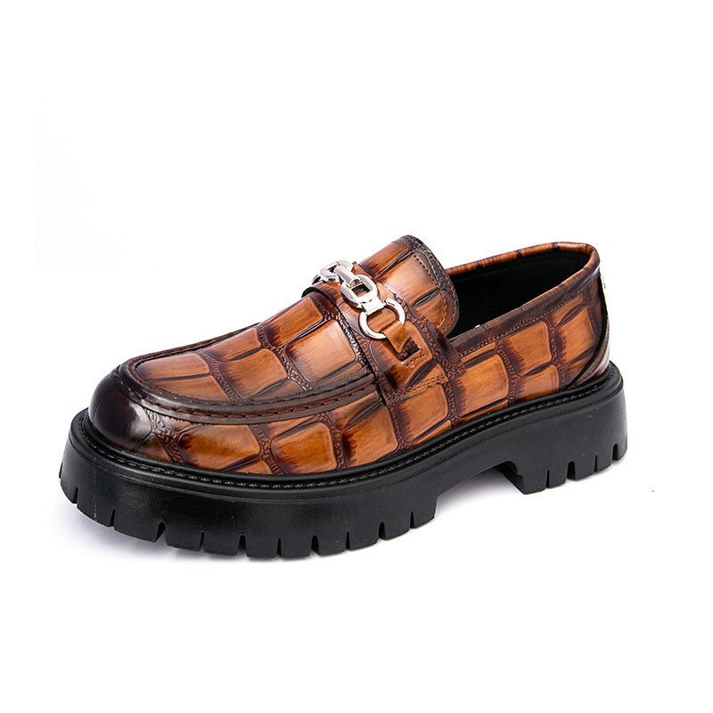 Autumn Men's Fashion Platform Increased Plus Size Crocodile Pattern Loafers