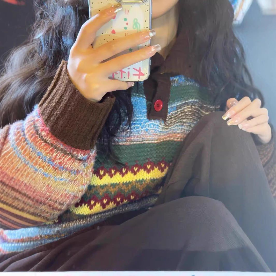 Loose Slimming Stripes Atmosphere Women's Top