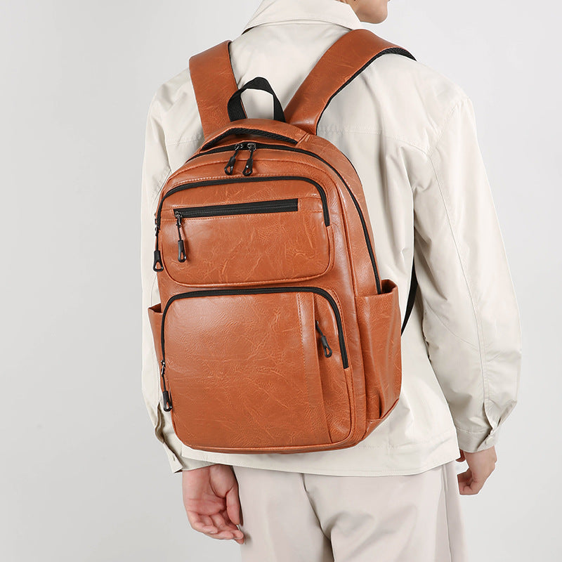 Large Capacity Men's Simple Business Commute Multi-space Black Backpack