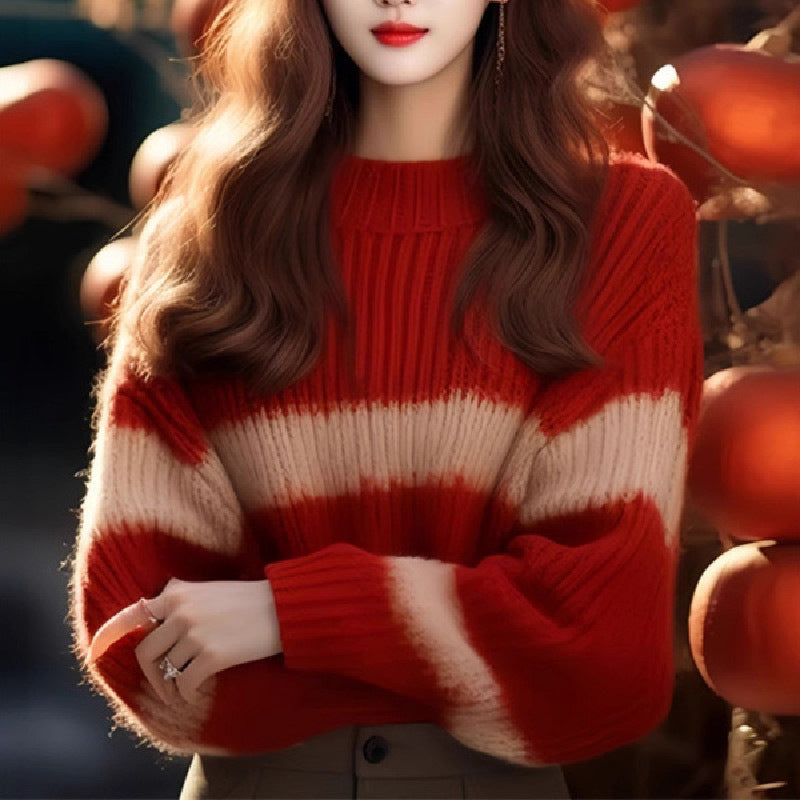 Soft Glutinous Idle Style Loose Red Younger Knitwear