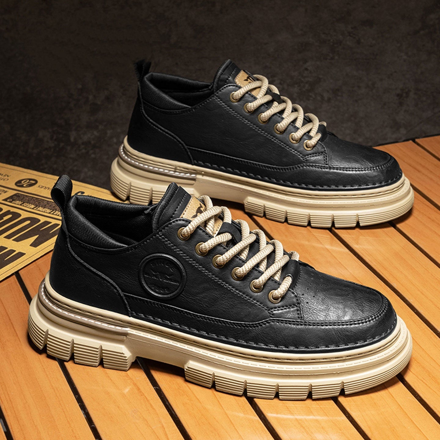 High-grade British Style Worker Boot Platform Casual Leather Shoes