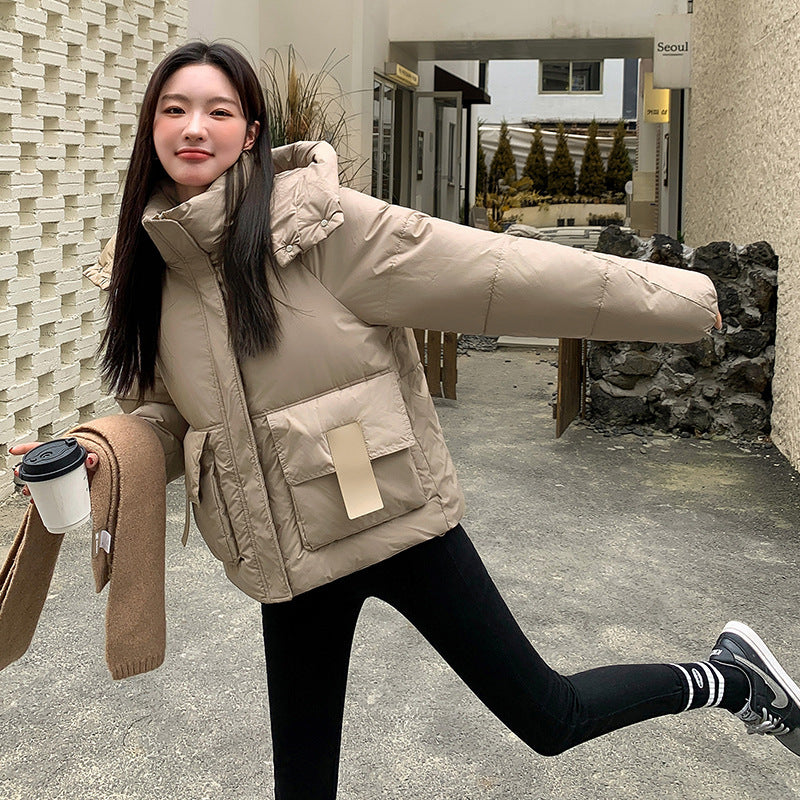 Down Cotton-padded Women's Thickened Short Chic Hooded Jacket