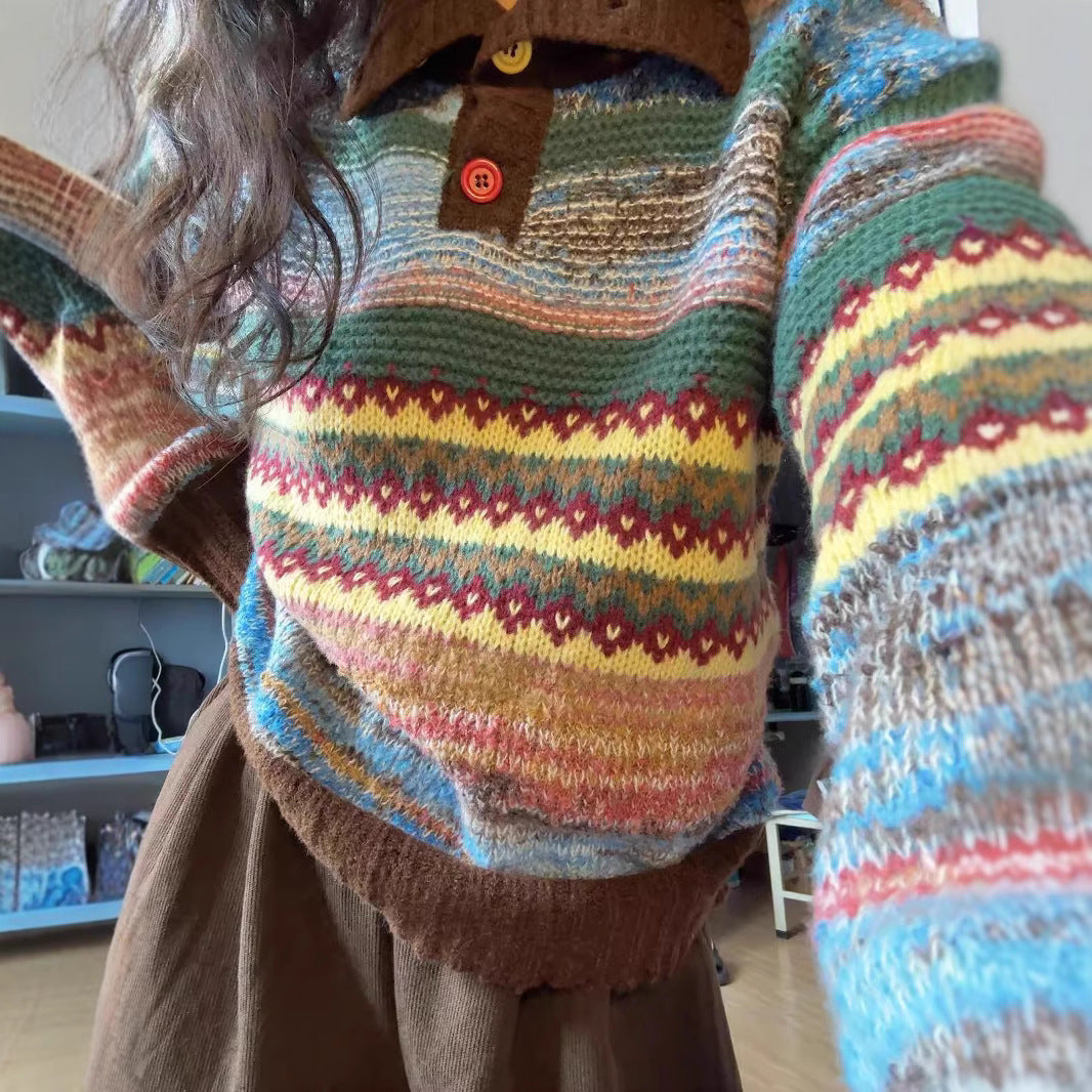 Loose Slimming Stripes Atmosphere Women's Top