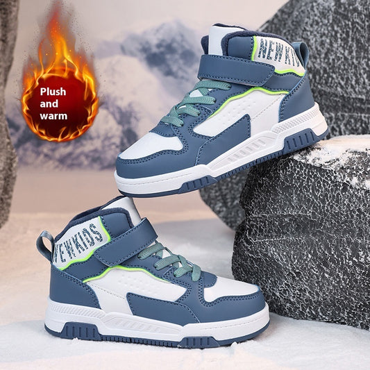 Casual Leather Sports Board Shoes High-top Velvet Thermal