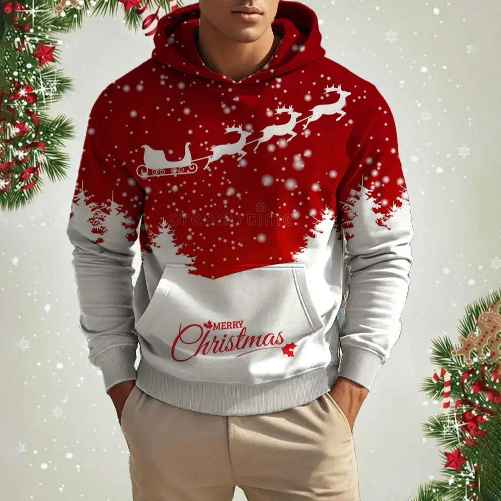 Men's Christmas Reindeer 3D Printed Hoodie