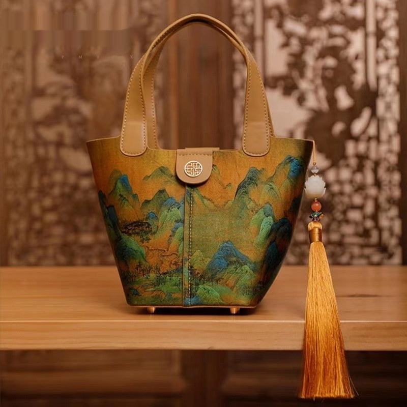 Tianxu Silk Bag Vegetable Basket Bag New Chinese Style National Style Clutch Bag