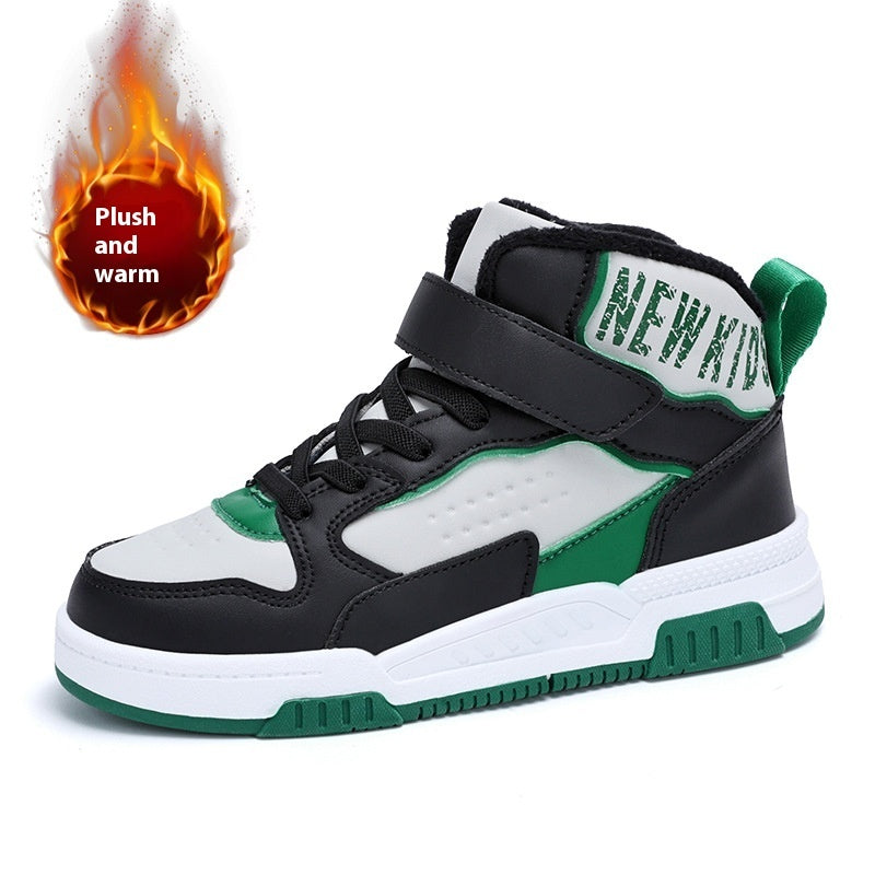 Casual Leather Sports Board Shoes High-top Velvet Thermal
