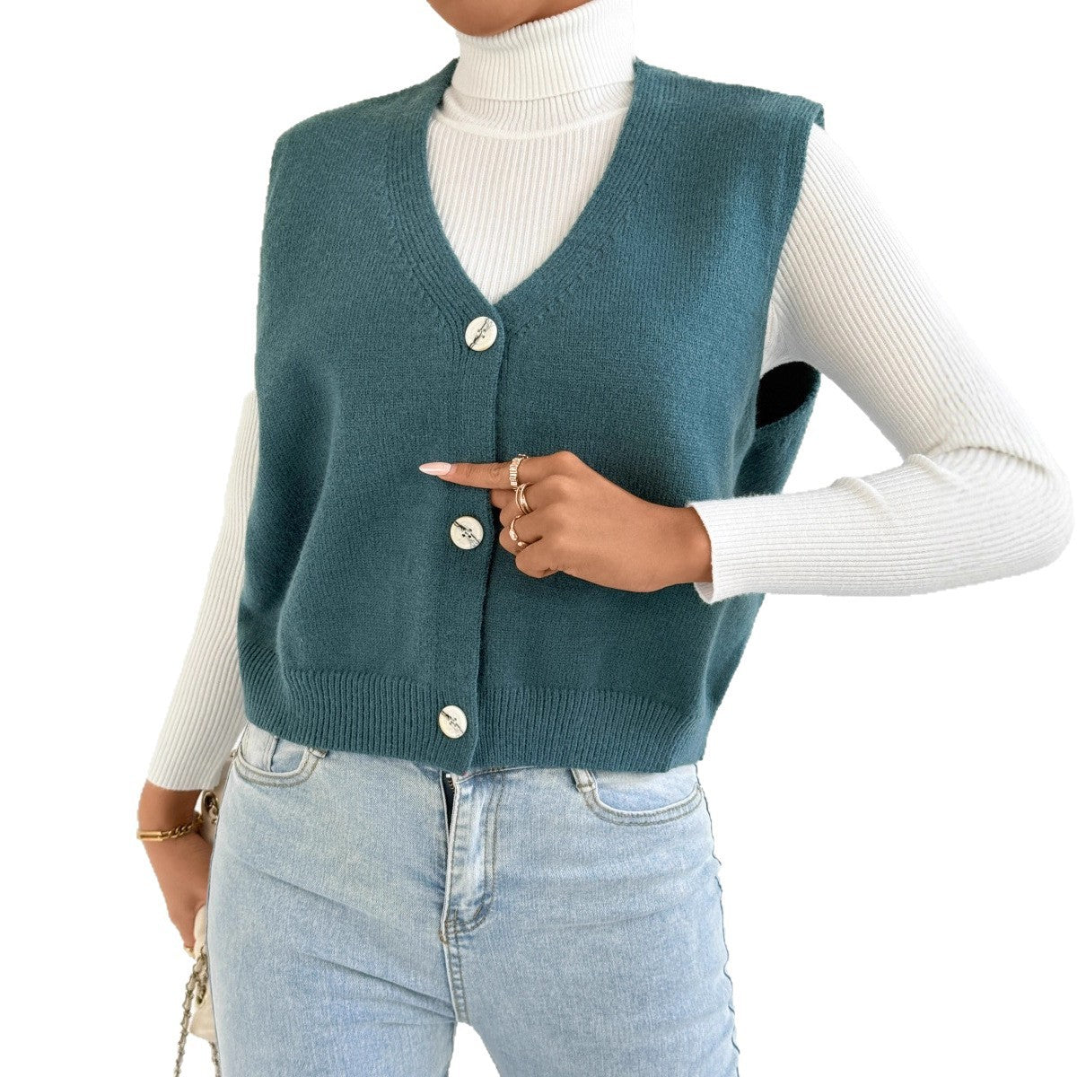 V-neck Sleeveless Vest Bandage Cardigan Coat For Women