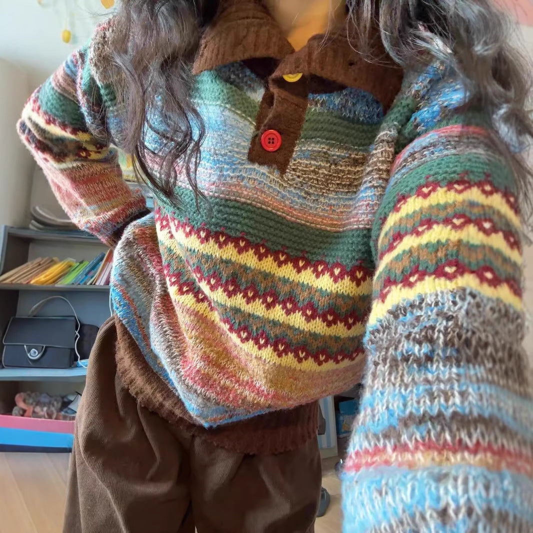 Loose Slimming Stripes Atmosphere Women's Top