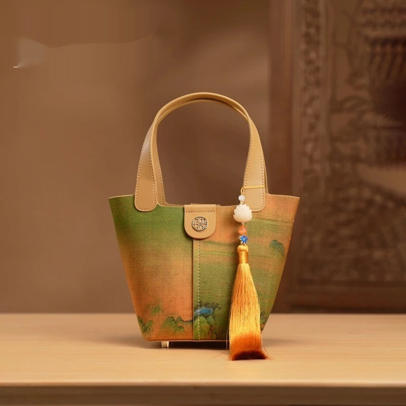 Tianxu Silk Bag Vegetable Basket Bag New Chinese Style National Style Clutch Bag