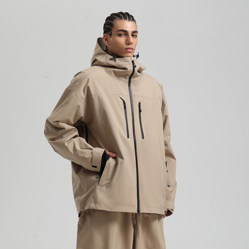 Men's Waterproof Breathable And Loose Zip Ski Suit Jacket