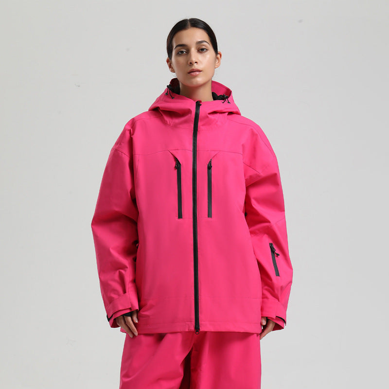 Men's Waterproof Breathable And Loose Zip Ski Suit Jacket
