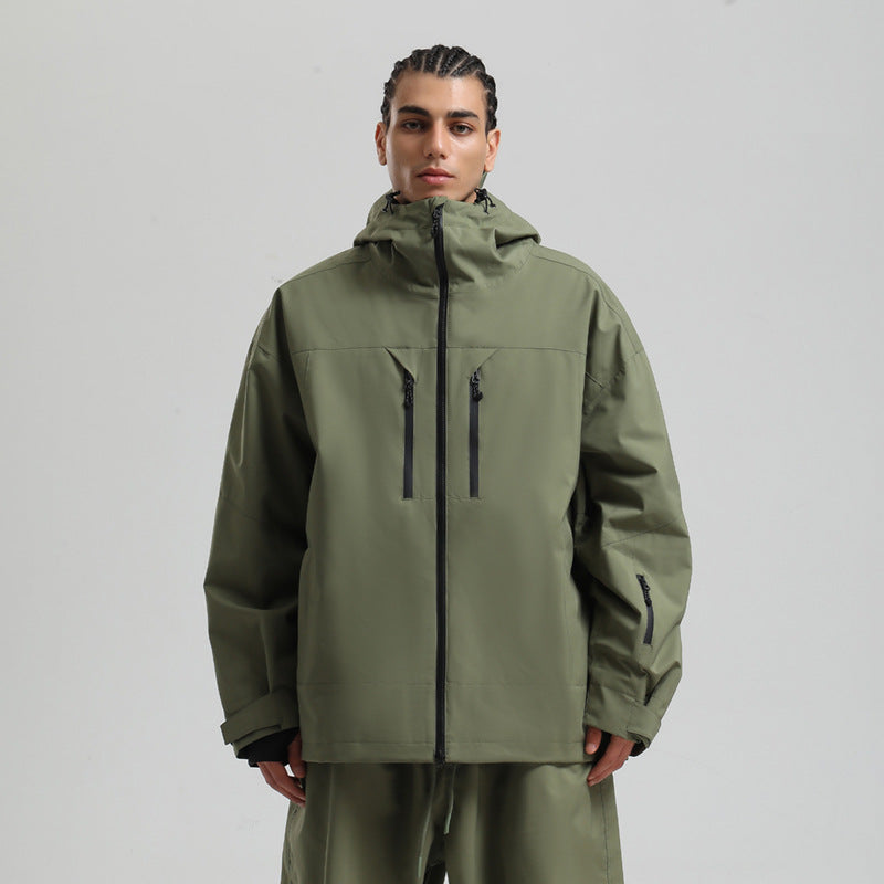 Men's Waterproof Breathable And Loose Zip Ski Suit Jacket