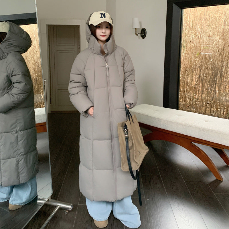 Long Down Women's Loose Cotton Padded Jacket Hooded Cotton-padded Coat