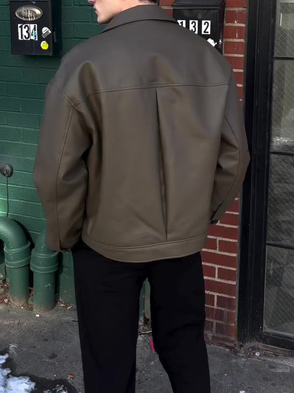 Men's Casual Long-sleeved Leather Jacket