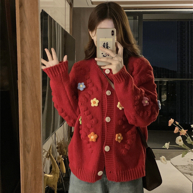 Girly Style Sweater All-matching Youthful-looking Coat For Women