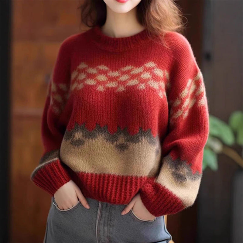 Soft Glutinous Idle Style Loose Red Younger Knitwear